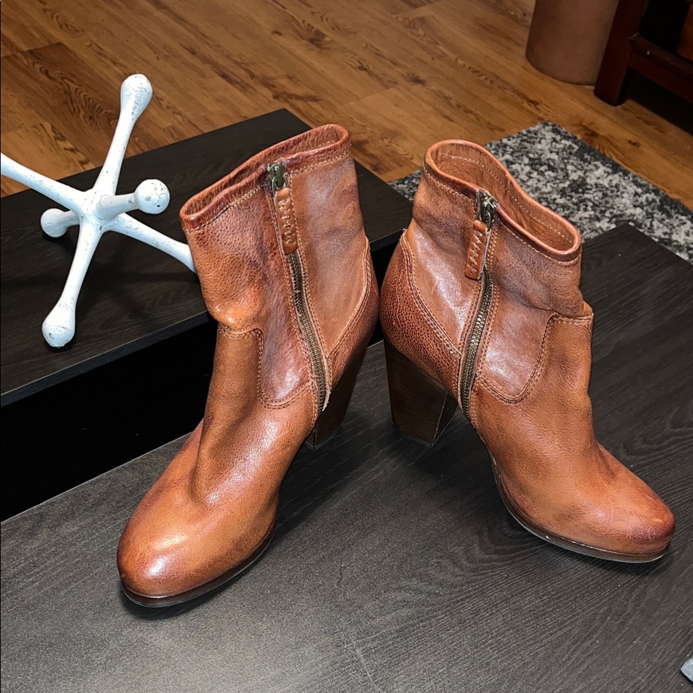 Frye! Cognac Leather Heeled Boots